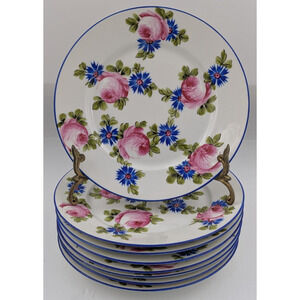 French Hand Painted Porcelain Plates Delvaux 18 Rue Royale Paris Set of 8 Floral